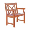 Homeroots 35 x 22 x 22 in. Brown Patio Armchair with Cross Back Design 389995